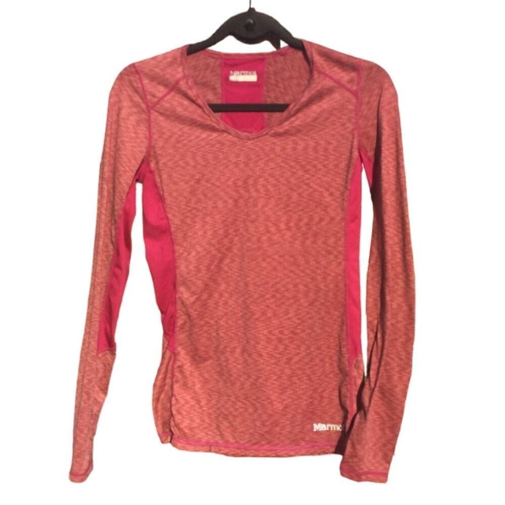 Marmot long sleeve shirt womens xs red baselayer core hiking camping thumb hole - Picture 1 of 10
